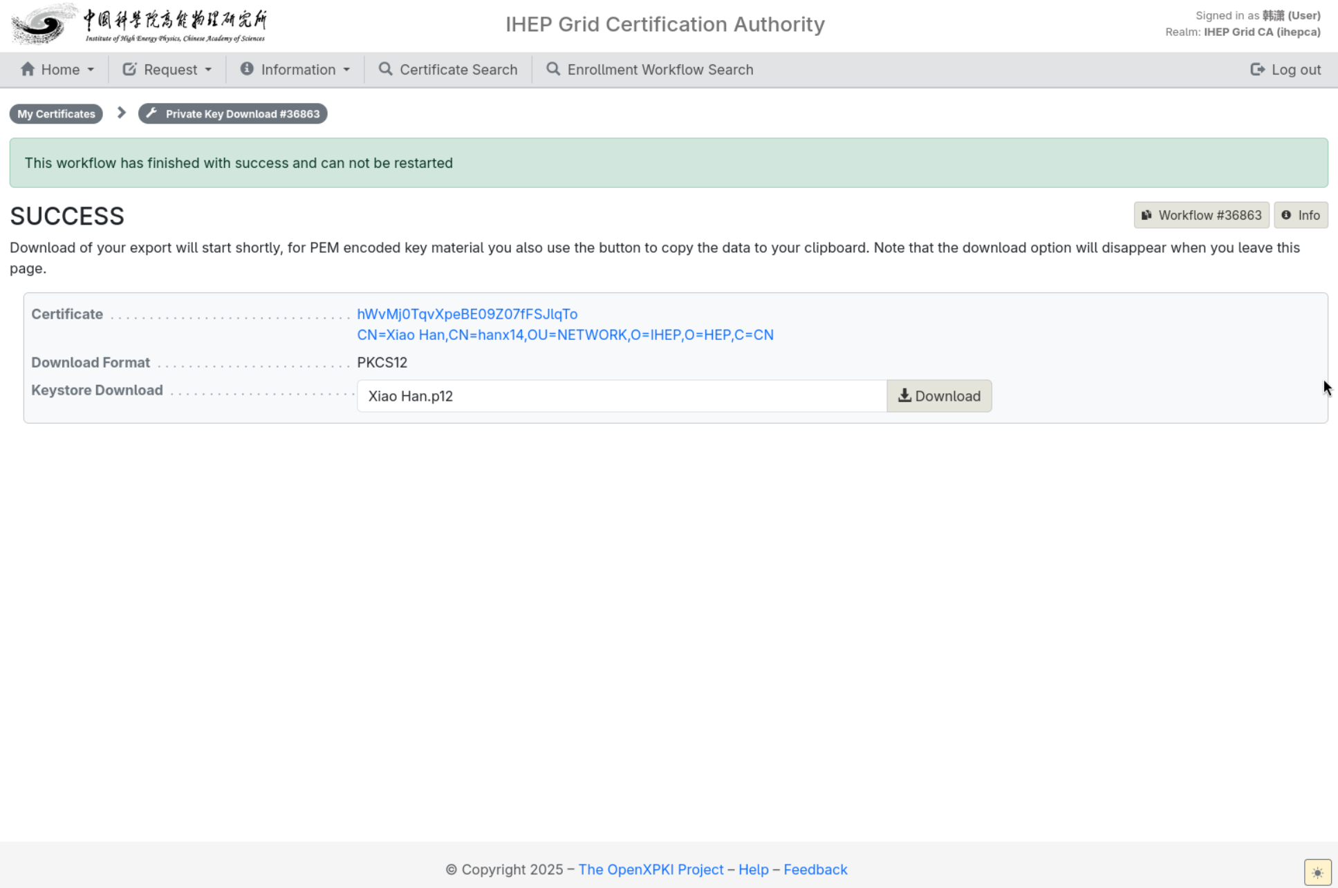 Download success page, click Download